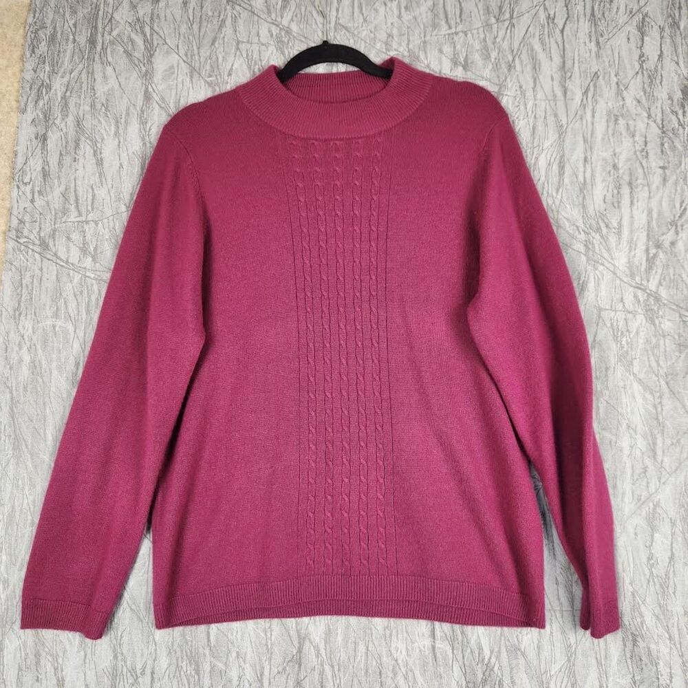 Vintage 90s Allison Dailey Women's Fuchsia Sweater Size L Retro Y2k Minimalist